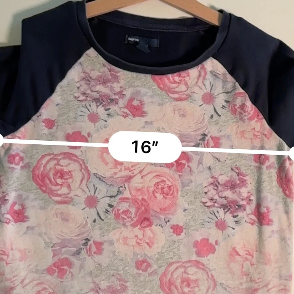 Gap Kids Floral Print Navy Blue Long Sleeve Top Girls‎ Size L(10)